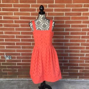 Coral Morgan McFeeters Eyelet Midi Dress